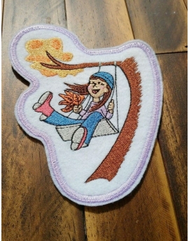 Girl Swing Fall Autumn Leaves Embroidered Applique Kids