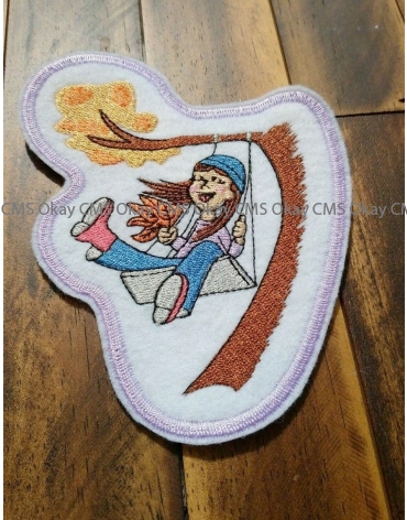 Girl Swing Fall Autumn Leaves Embroidered Applique Kids